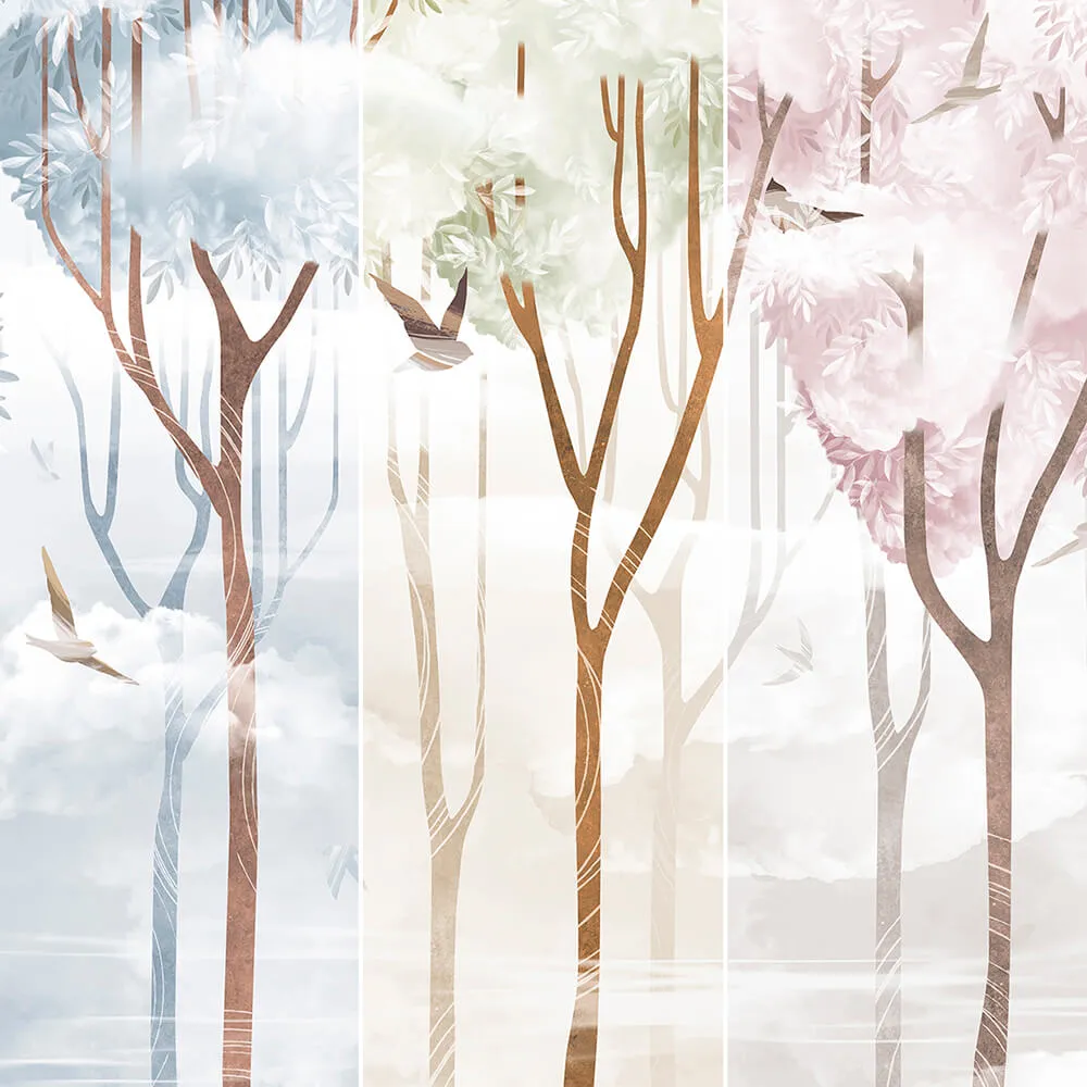 Creativille - 2640 Forest with clouds and birds 3D Model