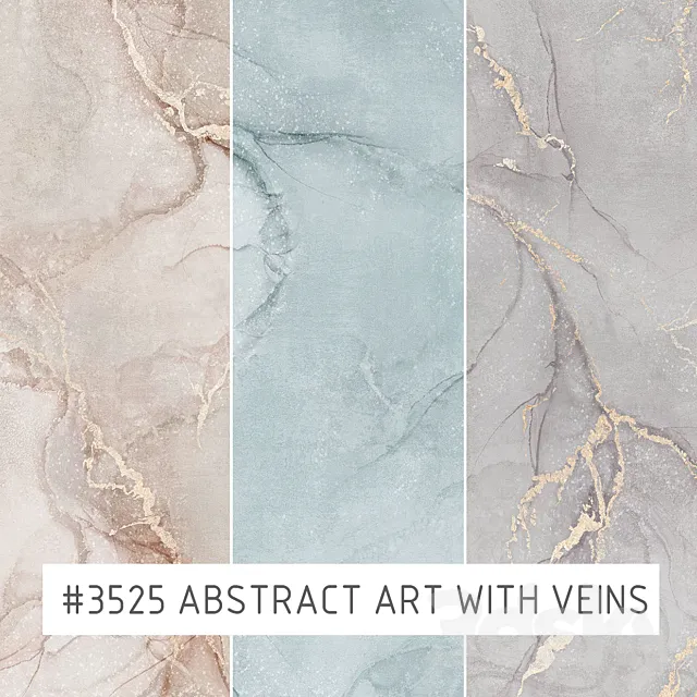Creativille | Wallpapers | 3525 Abstract Stone with Golden Veins 3DModel