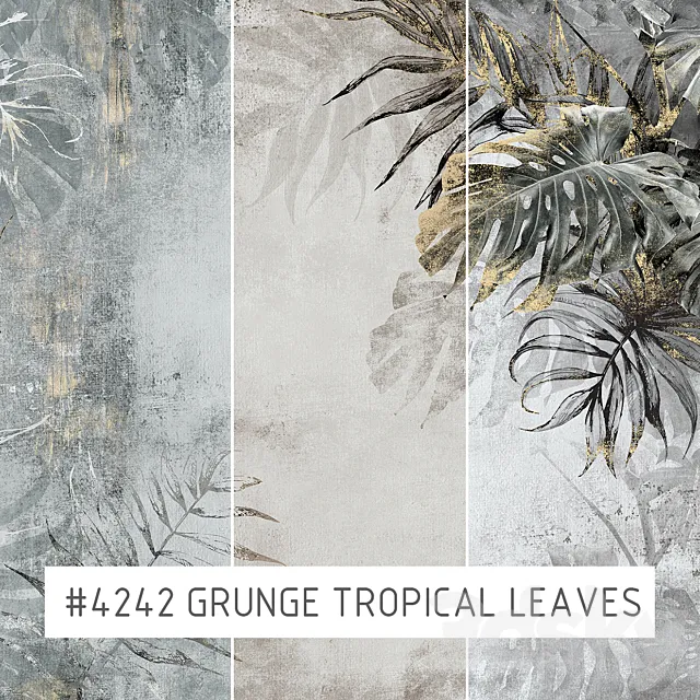 Creativille | Wallpapers | Grunge tropical leaves 4242 3D Model