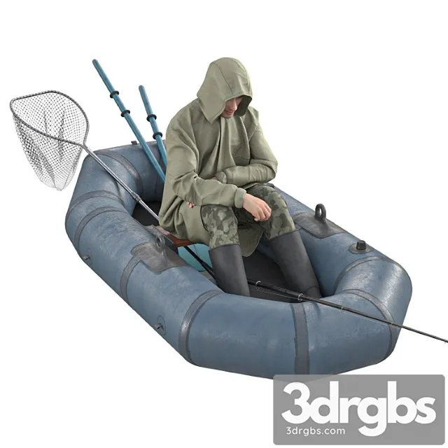 Creature Fisherman in a boat 3D Model Free
