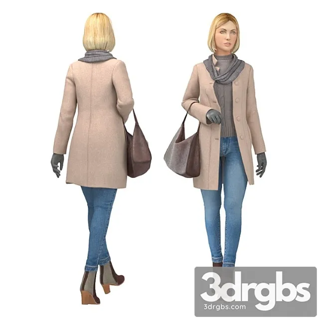 Creature Girl in coat 3D Model Download