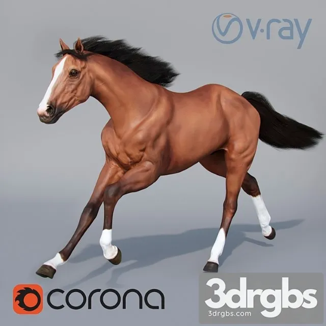 Creature Running horse 02 3D Model Free