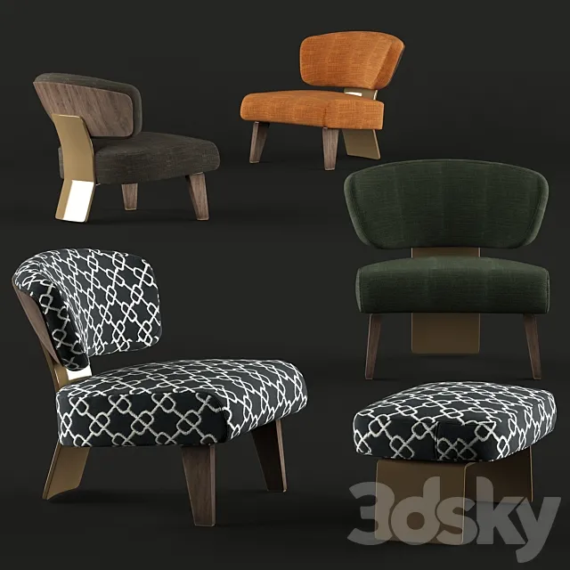 creed wood armchair 3DModel