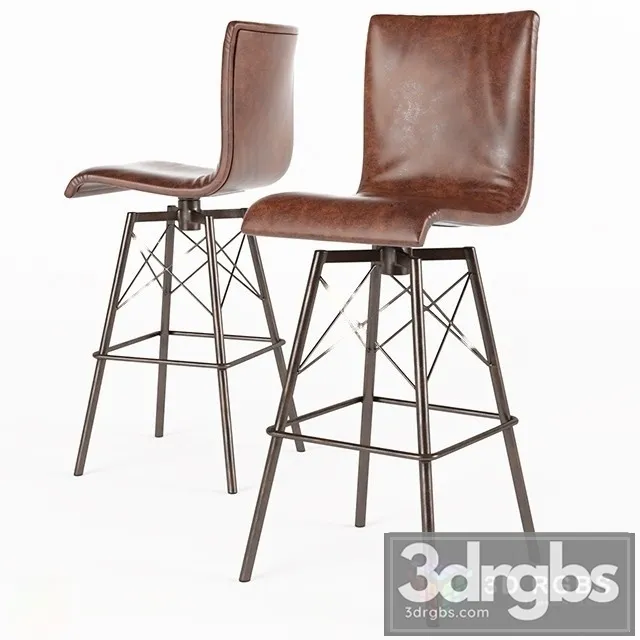 Crenshaw Leather Bar Stool 3D Model Free