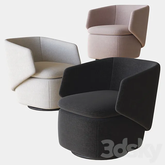 Crescent Swivel Chair West elm 3D Model