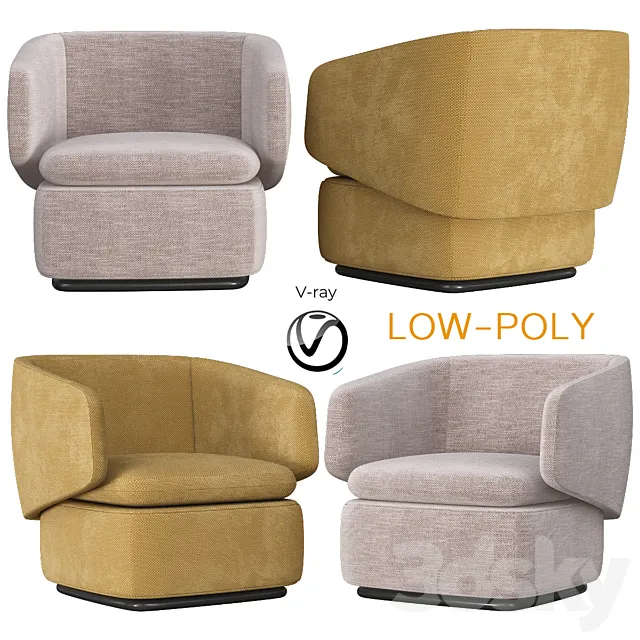 Crescent Swivel Chair Westelm (low poly) 3DModel
