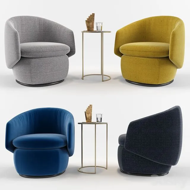 Crescent Swivel Chair_West elm 3D Model