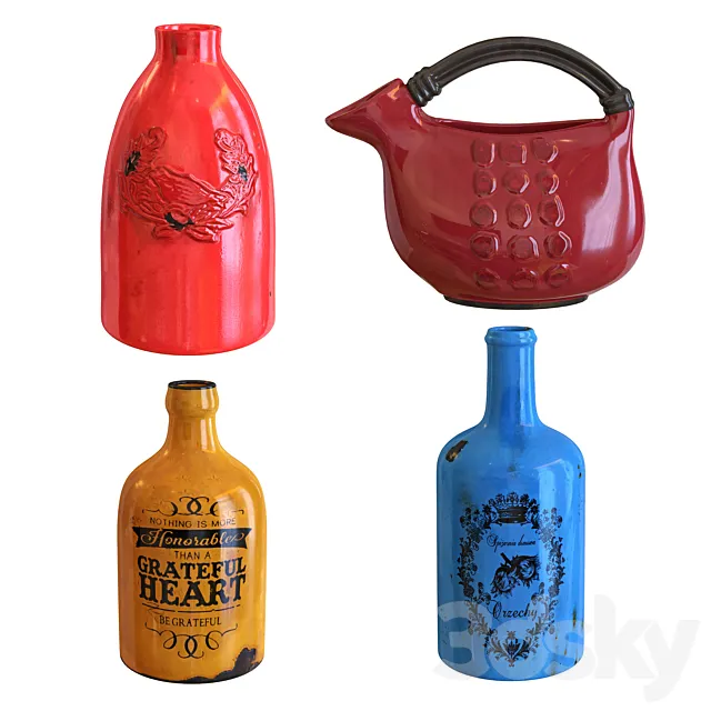 Crestview Accessories Vases Set 3D Model