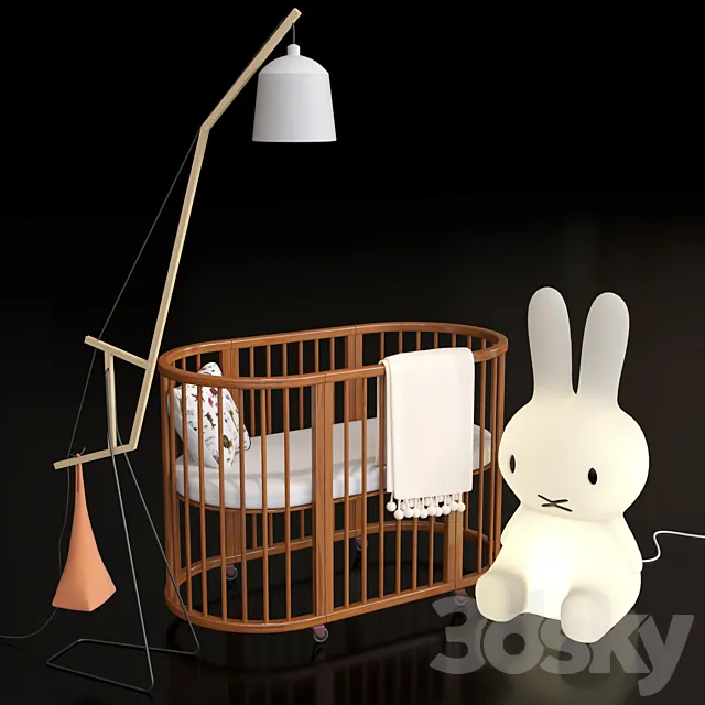 Crib Bed. Miffy-Amelung floorlamp 3D Model
