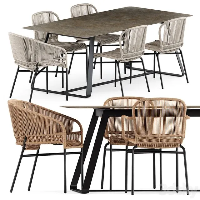 Cricket chairs and Kolonaki table by Varaschin 3D Model