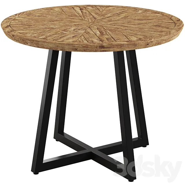 Crisal Decoration Wooden Round Table 3D Model