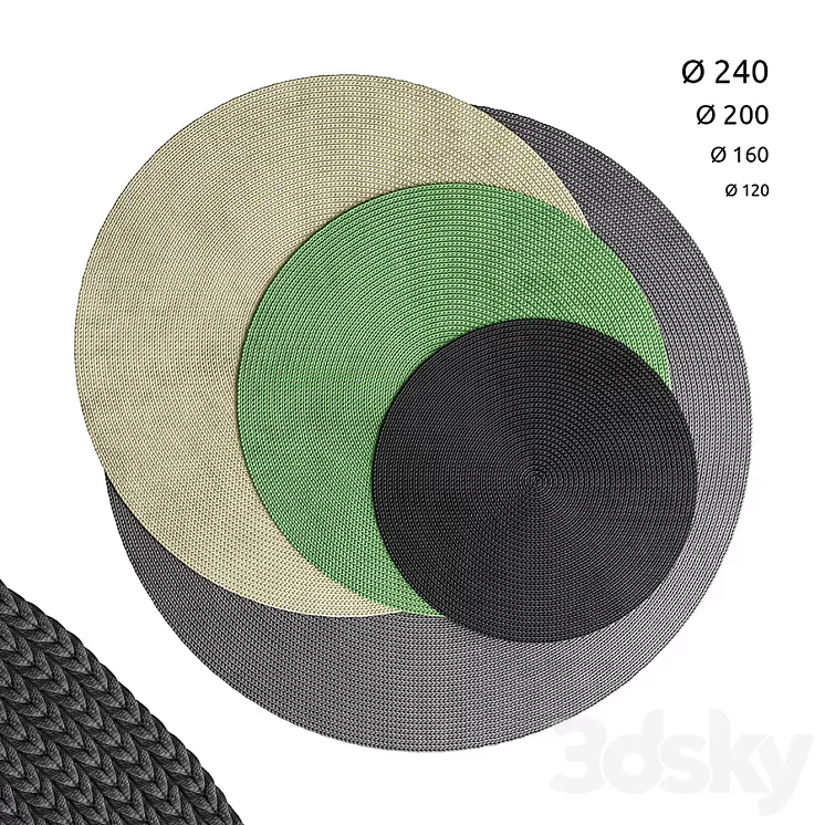 Crocheted round rugs 3D Model