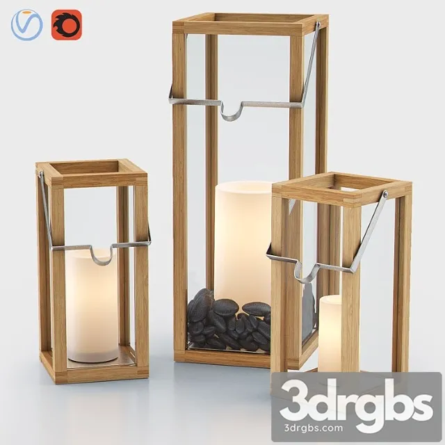 Crosby lanterns with pillar candles 3D Model Free