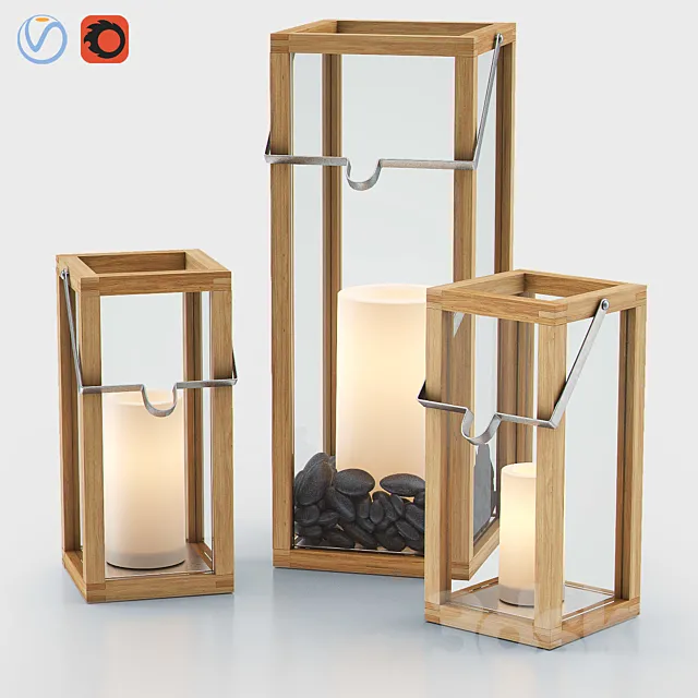 CROSBY Lanterns with PILLAR Candles 3D Model