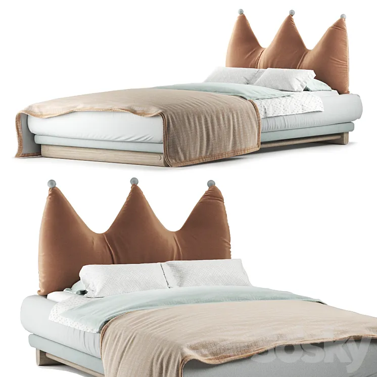 Crown bed 3D Model Free
