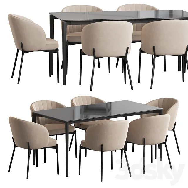 Cruz chair Tandil table Dining set 3D Model