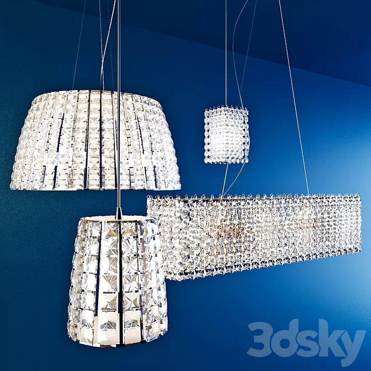 Crystal chandelier set 3D Model