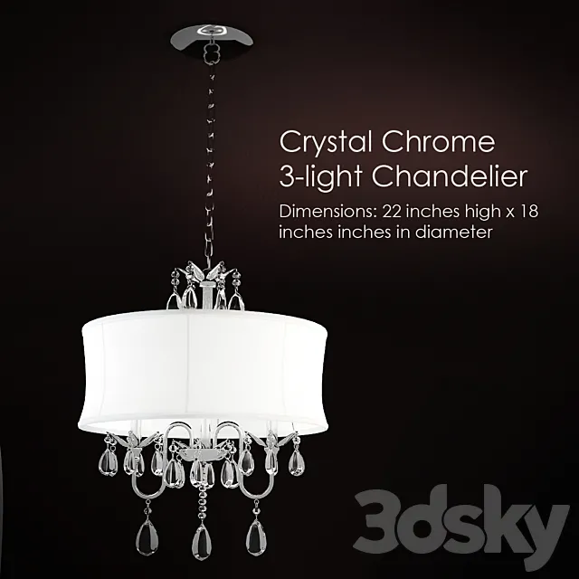Crystal Chrome 3-light Chandelier 3DModel