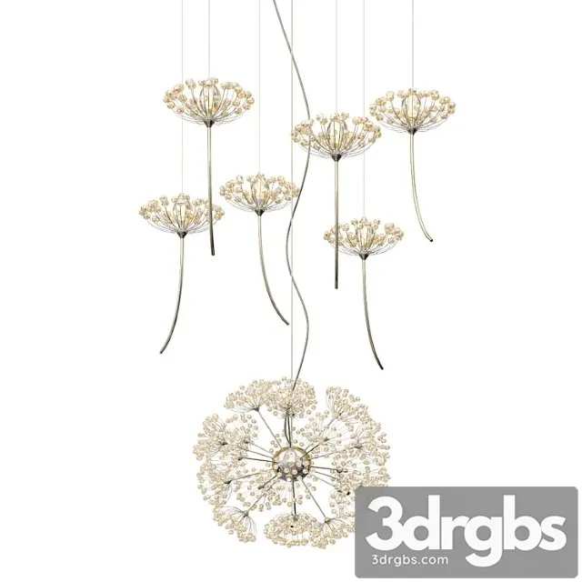 Crystal Dandelion Chandelier Northern European Style 2 3D Model Free