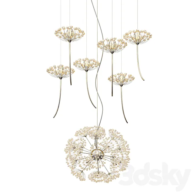 Crystal Dandelion Chandelier Northern European Style_2 3DModel