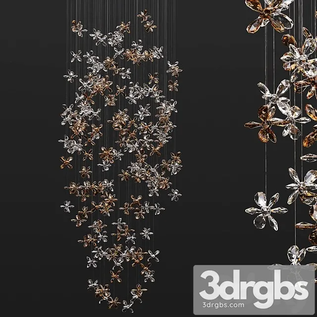 Crystal Flowers Chandelier 3D Model Free