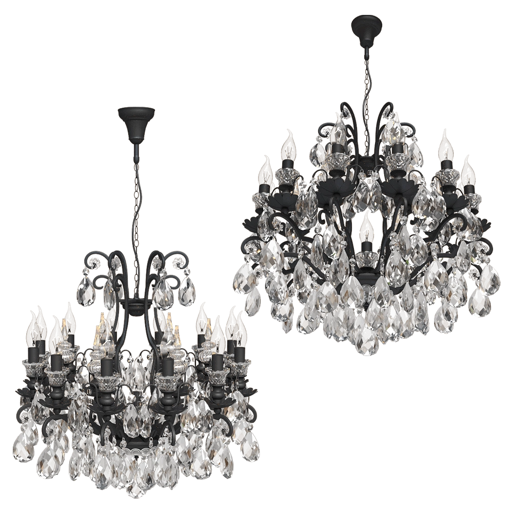 CRYSTAL LUX - Chandelier Magnifico SP13 Black/Transparent 3D Model