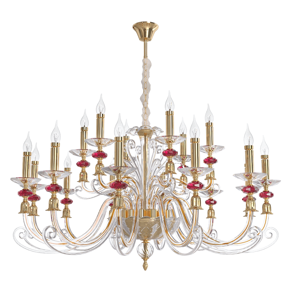 CRYSTAL LUX - Pendant lamp Catarina AP12 +6 Gold -Transparent-Cognac 3D Model