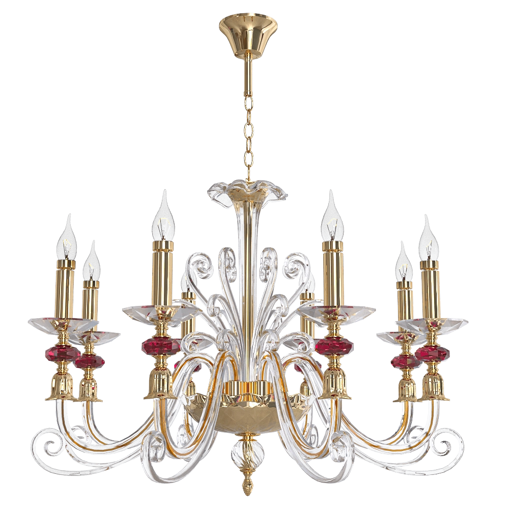 CRYSTAL LUX - Pendant lamp Catarina AP6 Gold -Transparent-Cognac 3D Model