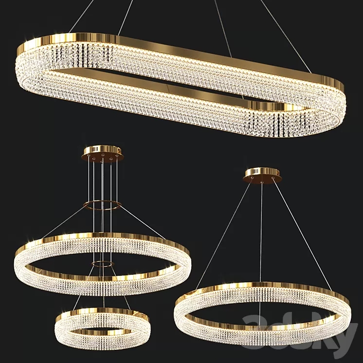 Crystal Ring Chandeliers 3D Model Free
