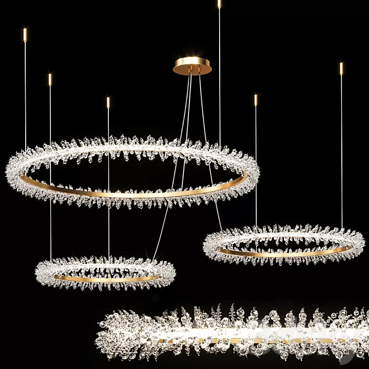 Crystal ring luxury combination LED chandelier THERA 3D Model