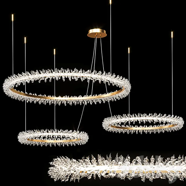 Crystal ring luxury combination LED chandelier THERA 3DModel