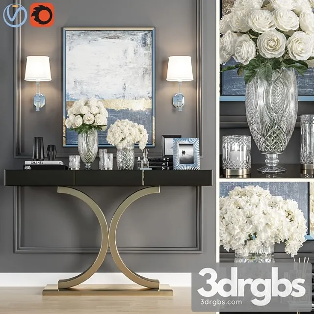 Crystal vase decoration set 05 2 3D Model Free