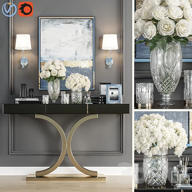 Crystal Vase Decoration set 05 3D Model