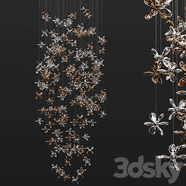Crystal_Flowers_Chandelier 3D Model