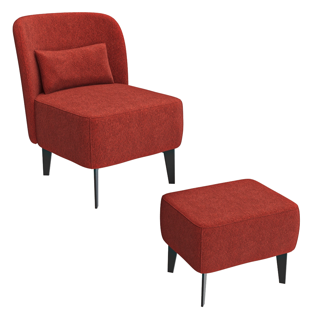 CTS salotti - Armchair and footstool Margot 3D Model