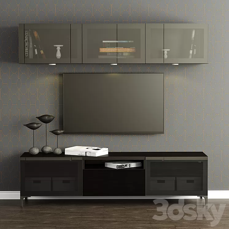 Cupboard for TV and multimedia Ikea Besta \/ Best with shelves.