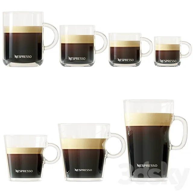 Cups with Nespresso coffee 3DModel