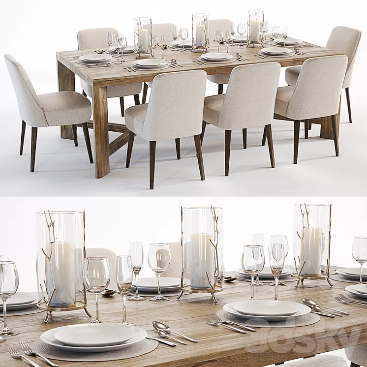 Curations Limited Gernoble & Torino table set 3D Model