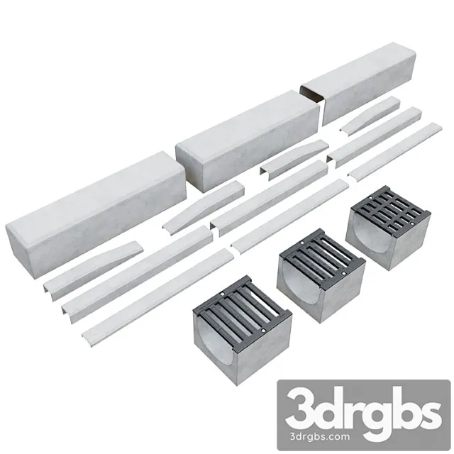 Curb Sidewalk Road Tray 3D Model Free