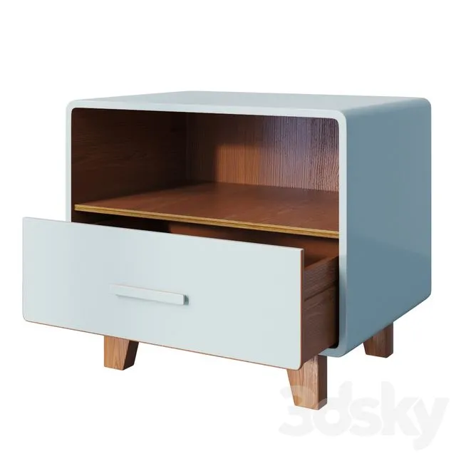 Curbstone Cosgrove 1 Drawer Nightstand Aqua 3D Model