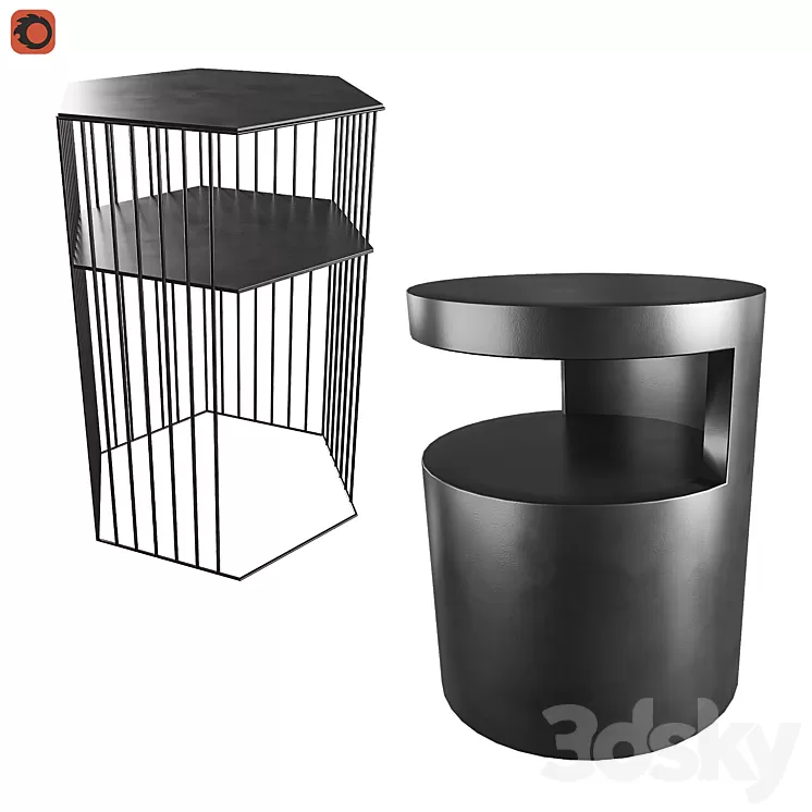 Curbstone metal Topim bedside table Newark La Redoute 3D Model