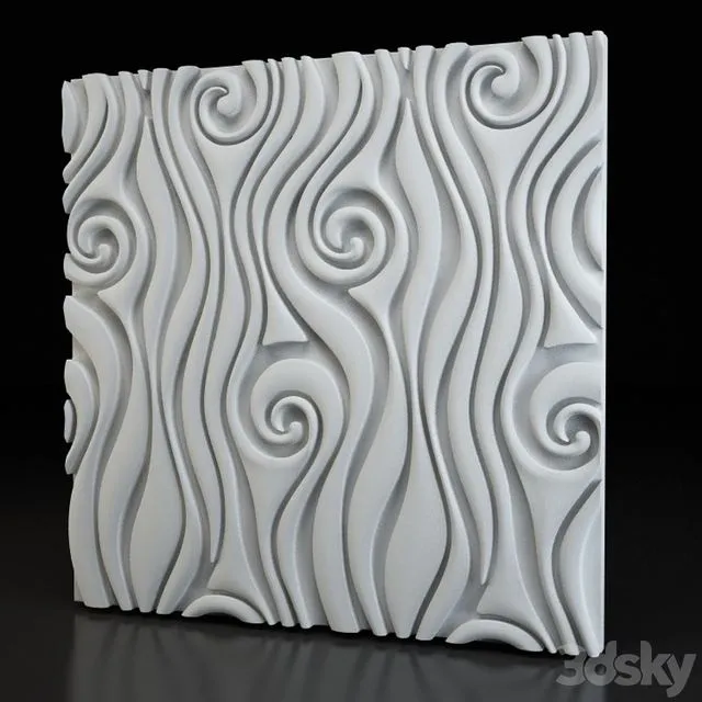 Curl-3d plaster panel 3D Model