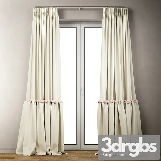 curly curtains with ruffles 3D Model Free