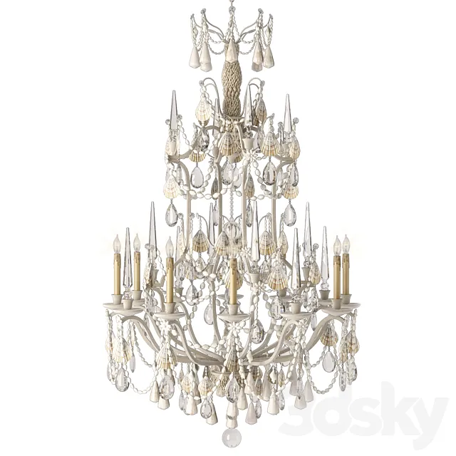 Currey Buttermere chandelier Large 3D Model
