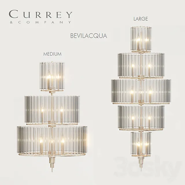 Currey & Compamy BEVILACQUA Medium and Large chandeliers 3DModel