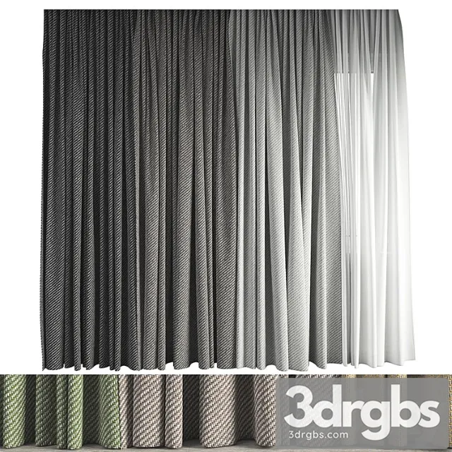 Curtain 10 With Fidivi Jeans Upholstery Fabric 3D Model Free