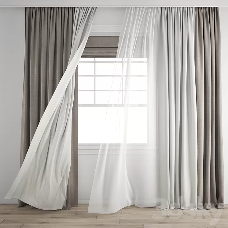 Curtain 432/Wind blowing effect 12 3D Model Free