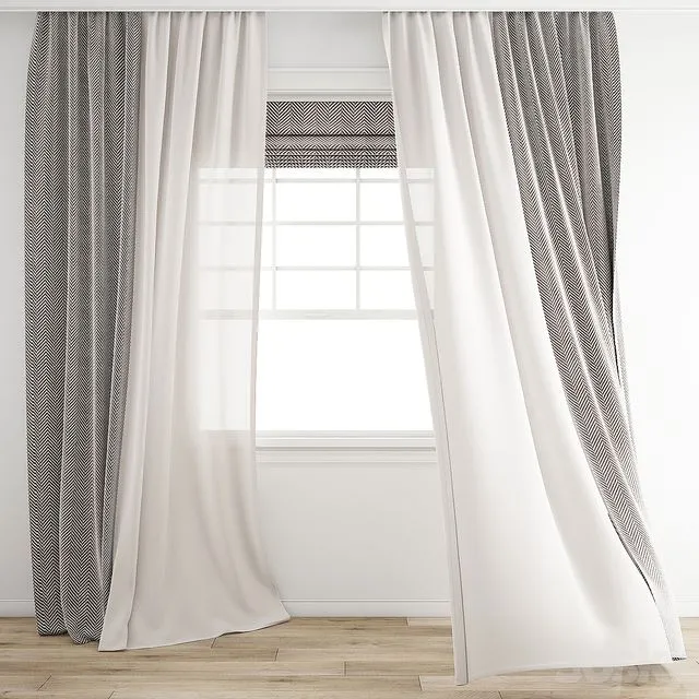 Curtain 573 Wind blowing effect 15 3D Model