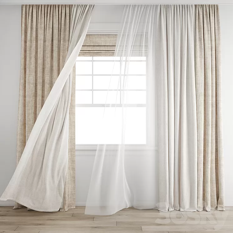 Curtain 640/Wind blowing effect 16 3D Model
