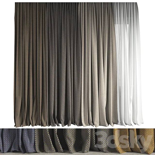 Curtain # 8 with Fidivi Class upholstery fabric 3D Model